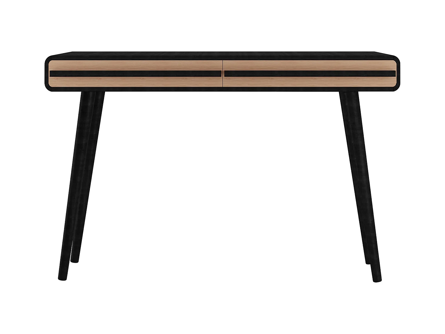 Escritorio con 2 cajones en aglomerado negro y natural.