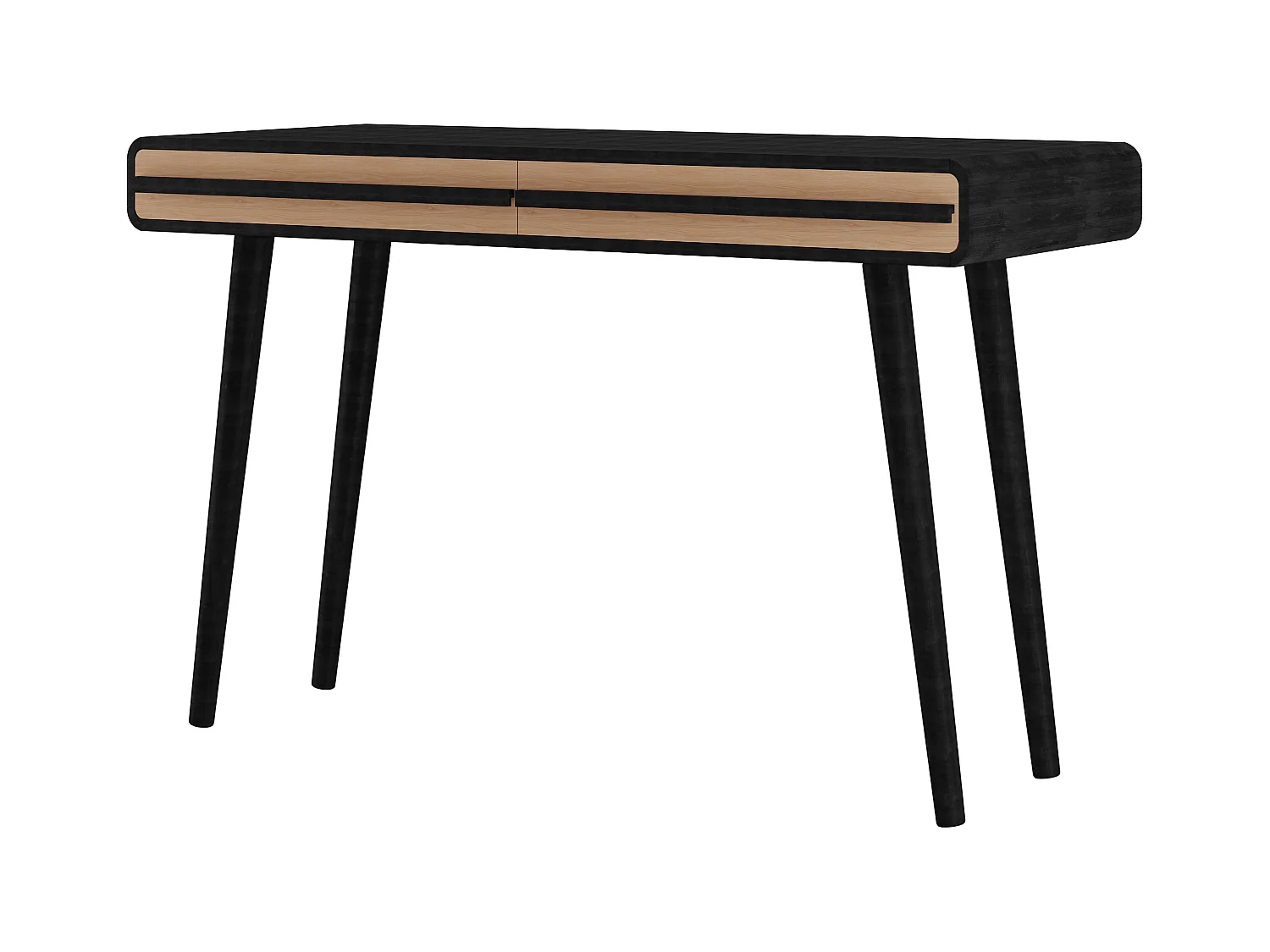 Escritorio con 2 cajones en aglomerado negro y natural.