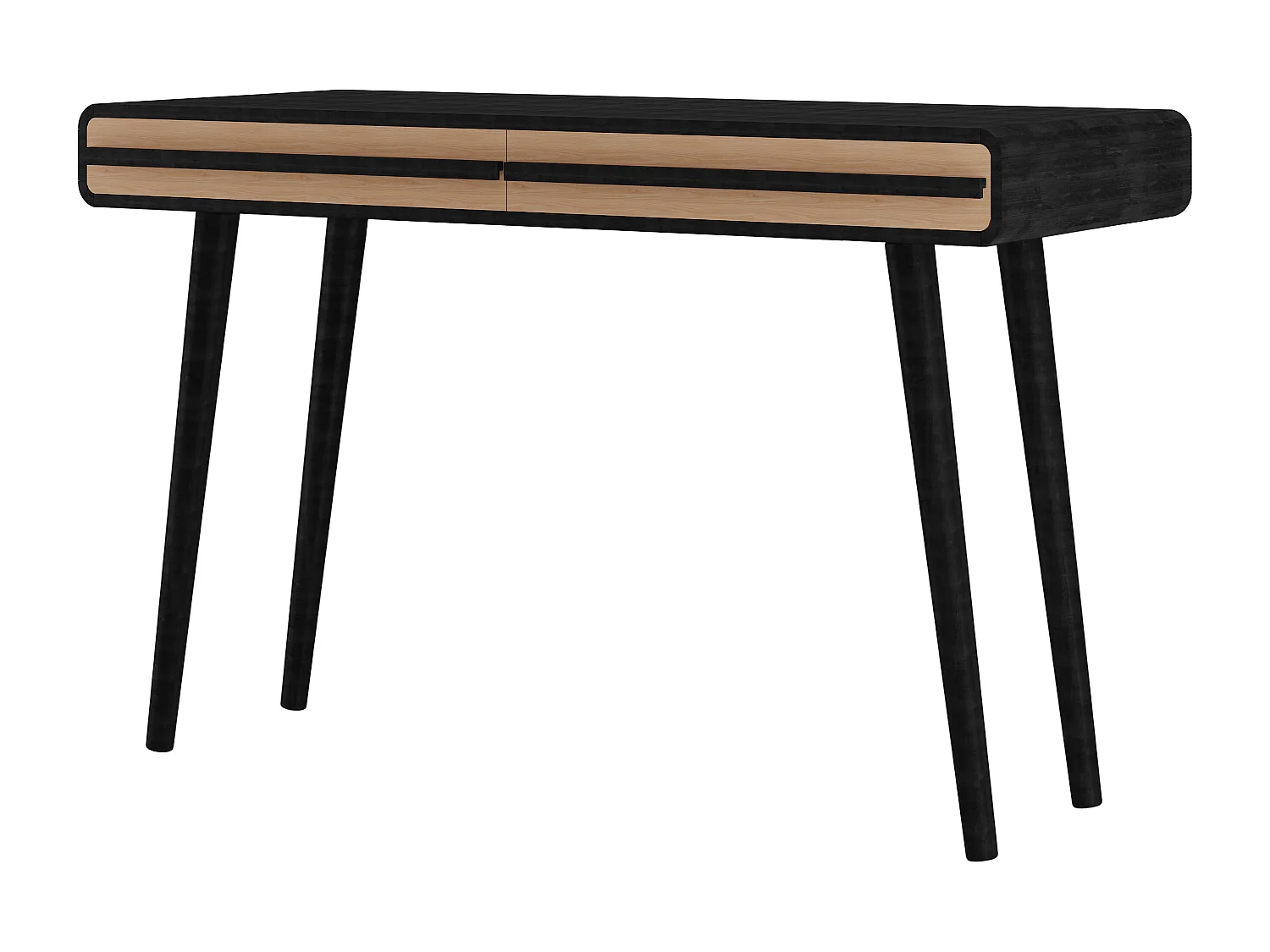 Chantal | Bureau à 2 tiroirs en effet bois noir