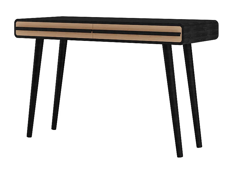 Schreibtisch mit 2 Schubladen aus Spanplatte in Schwarz und Natur