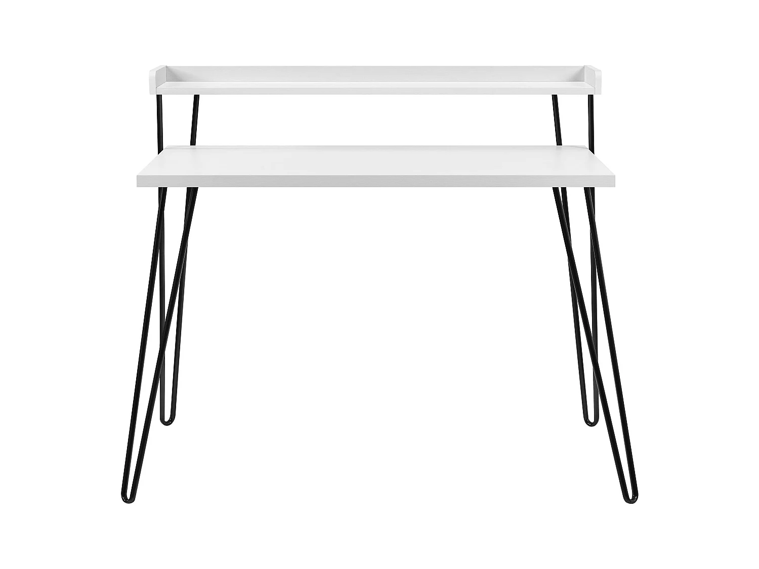 Haven | Bureau d'ordinateur avec étagère en stratifié blanc