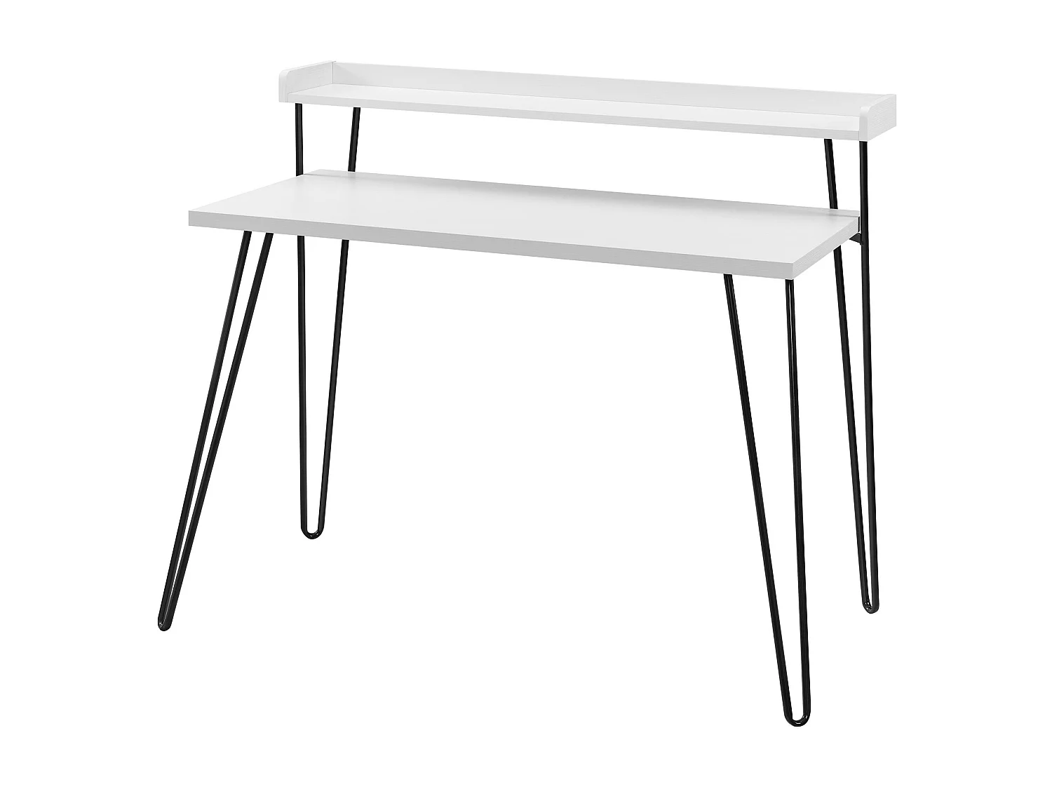 Haven | Bureau d'ordinateur avec étagère en stratifié blanc