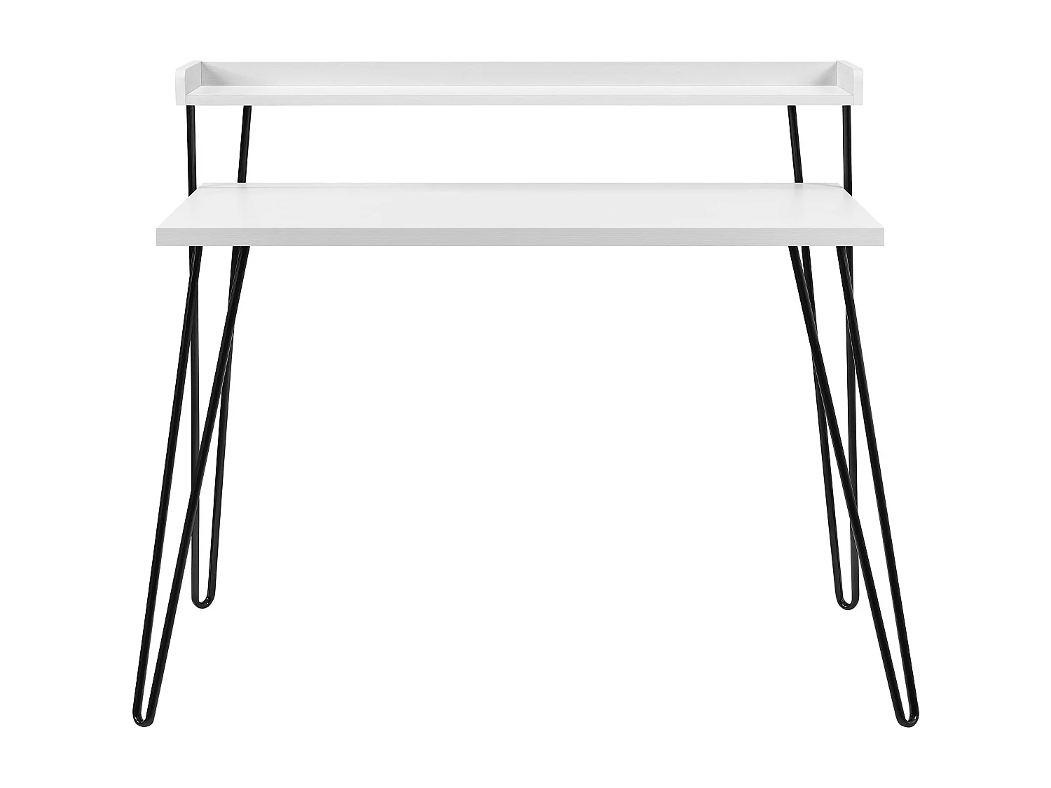 Haven | Bureau d'ordinateur avec étagère en stratifié blanc