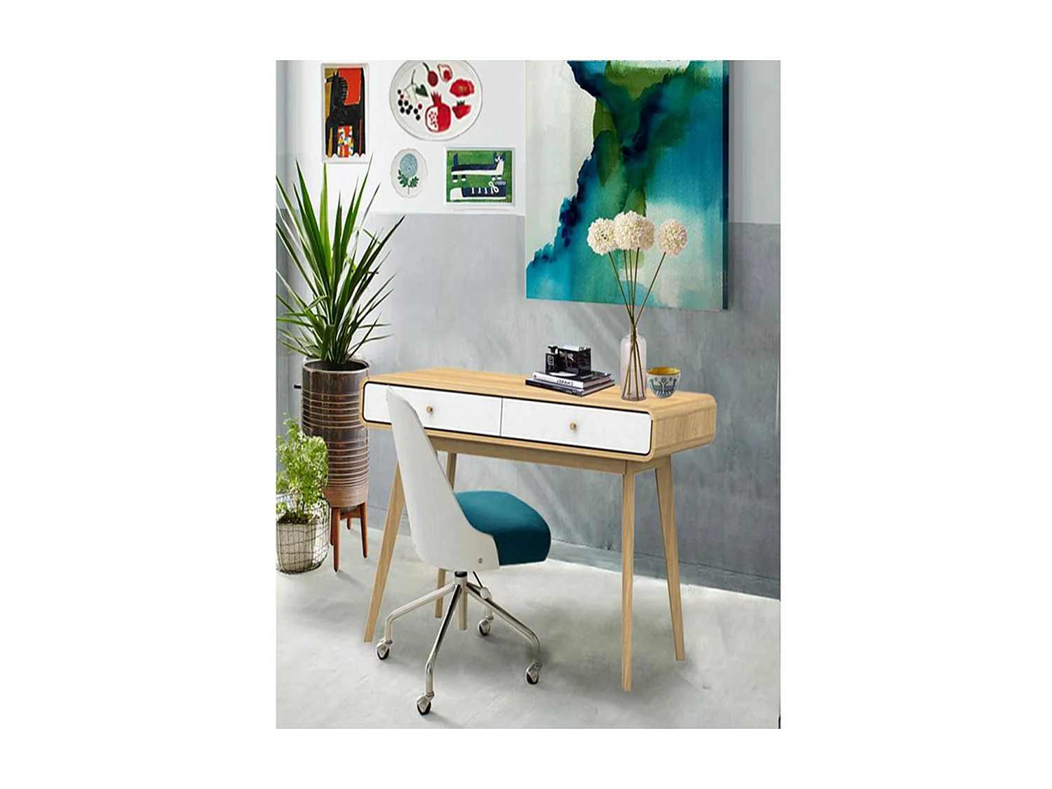 Mesa de computador com tampo elevável em MDF roxo