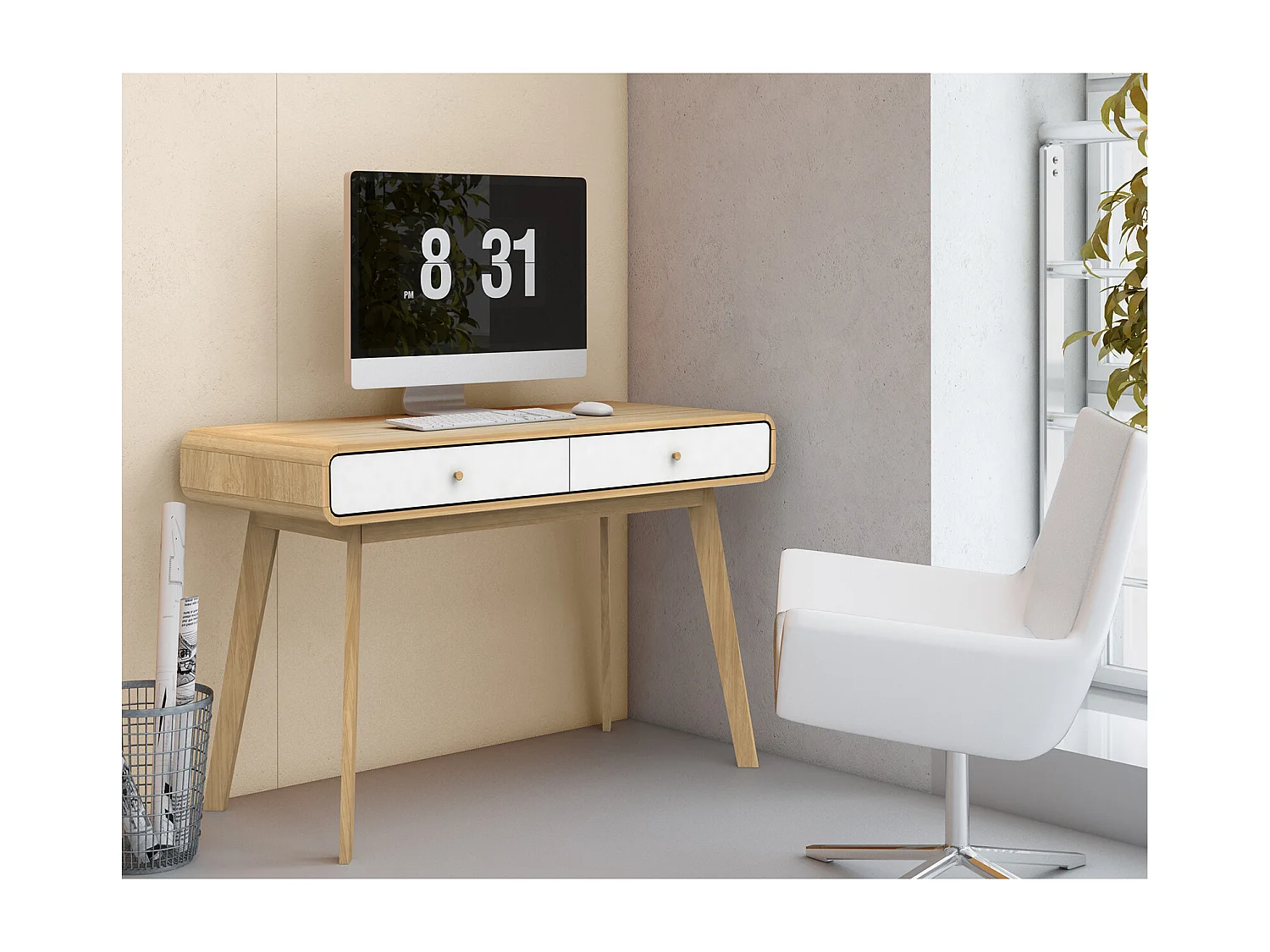 Mesa de computador com tampo elevável em MDF roxo