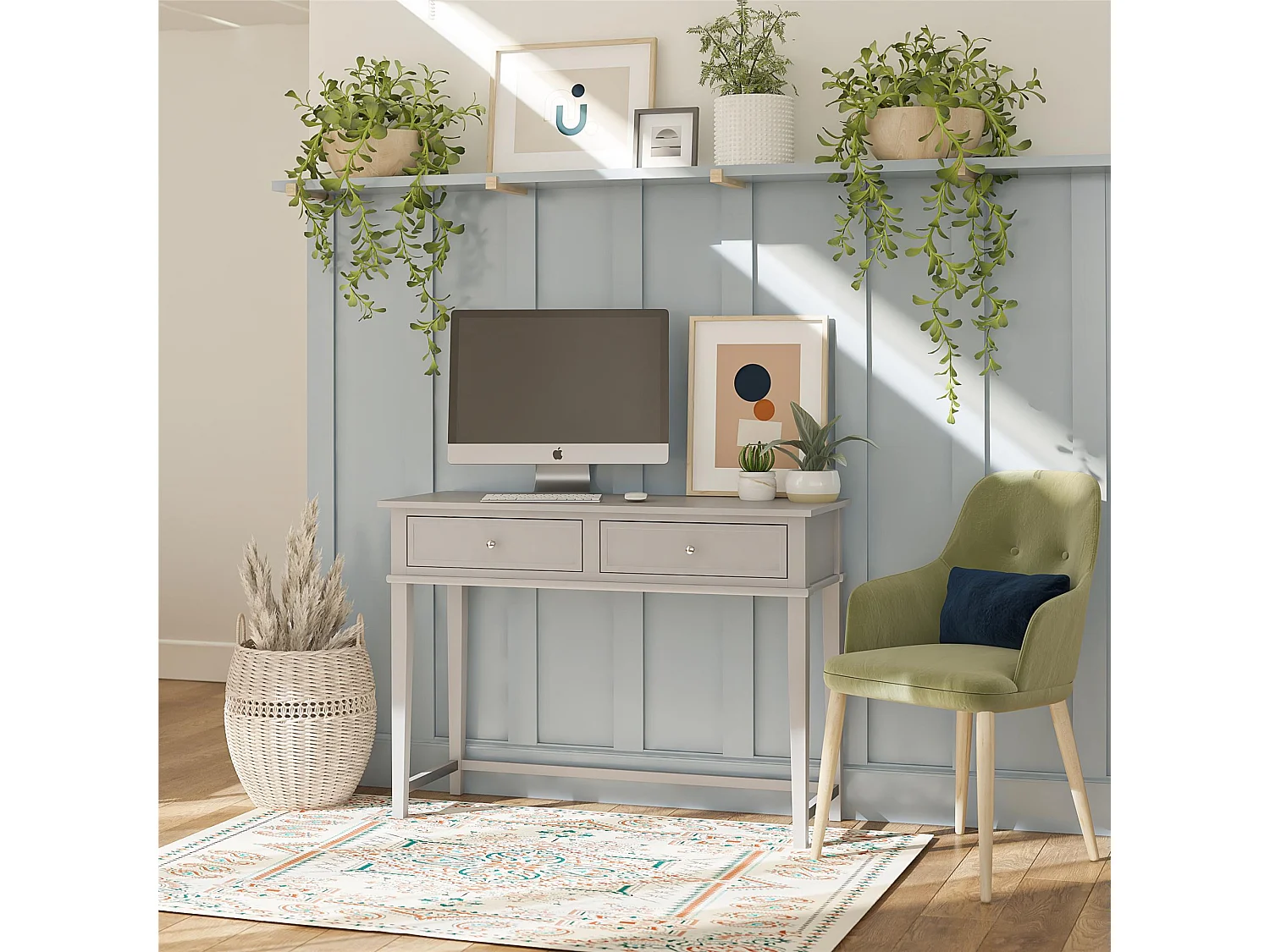 Franklin | Bureau avec 1 tiroir en mélaminé gris