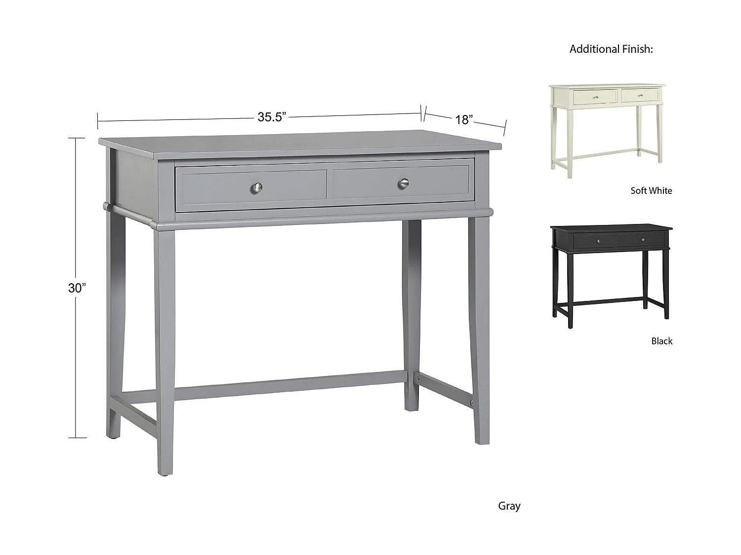 Franklin | Bureau avec 1 tiroir en mélaminé gris