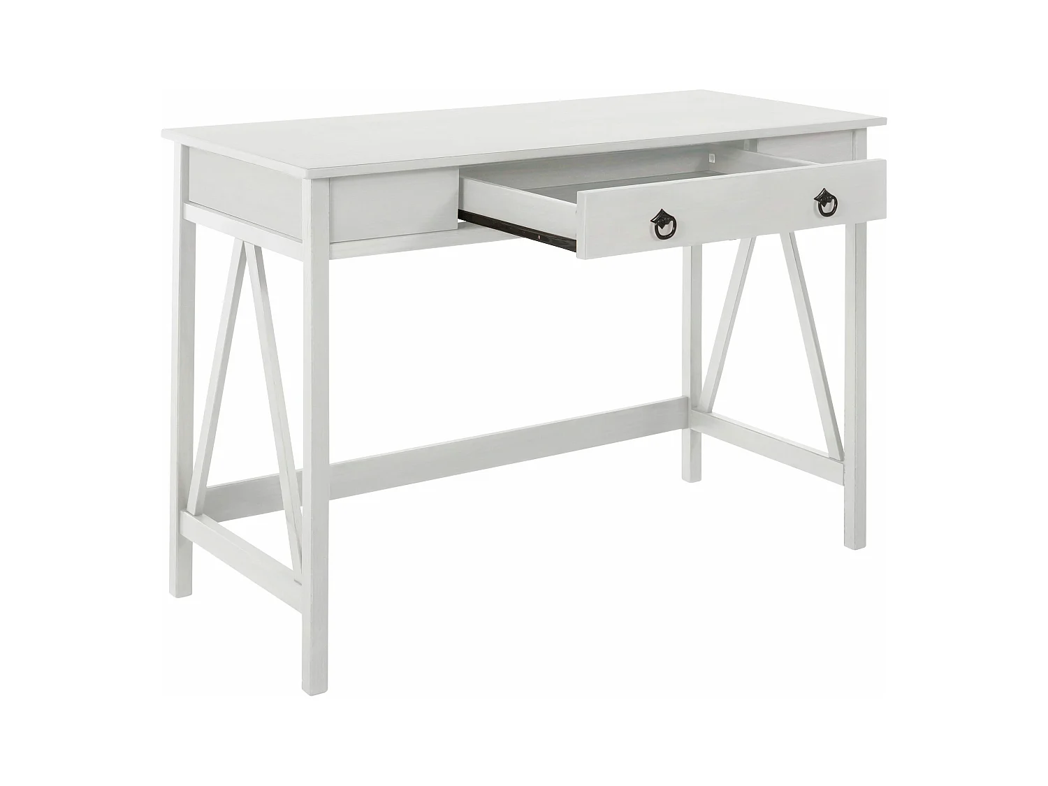 Scrivania con 1 cassetto in pino bianco