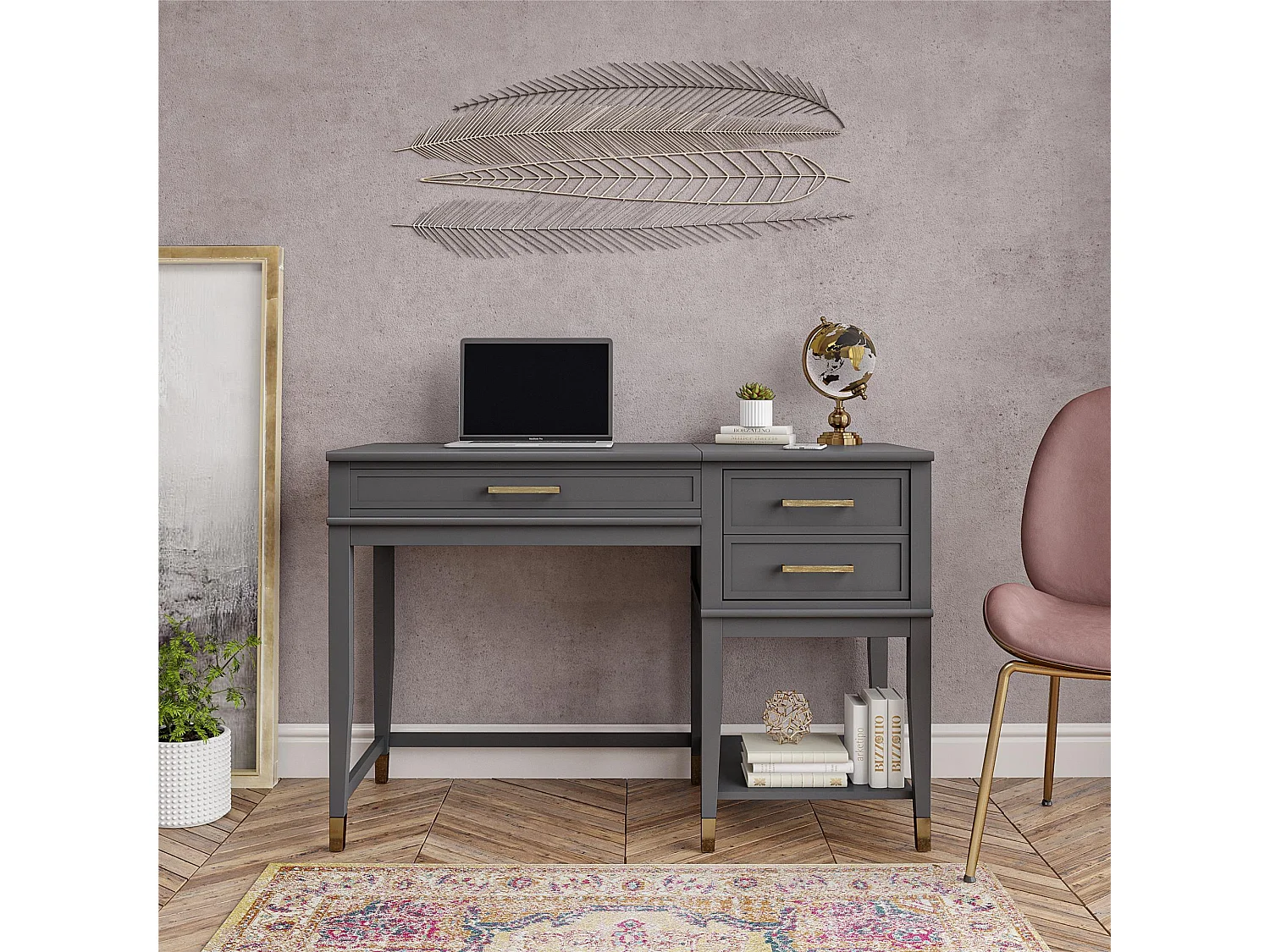 Westerleigh | Escritorio de ordenador con tablero elevable de MDF gris grafito