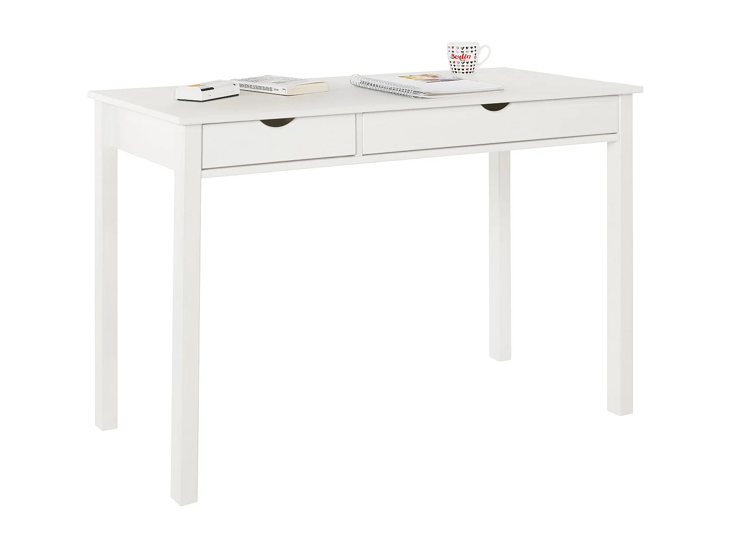 Gava | Secretária com 2 Gavetas em Pinho Branco