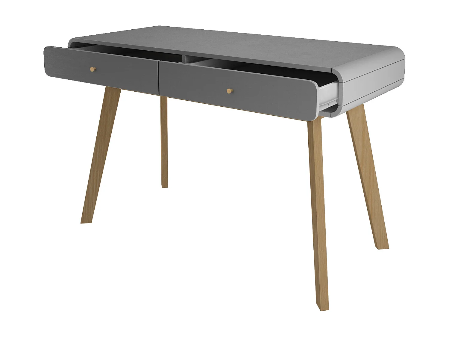 Cassie | Bureau avec 2 tiroirs en mélaminé gris