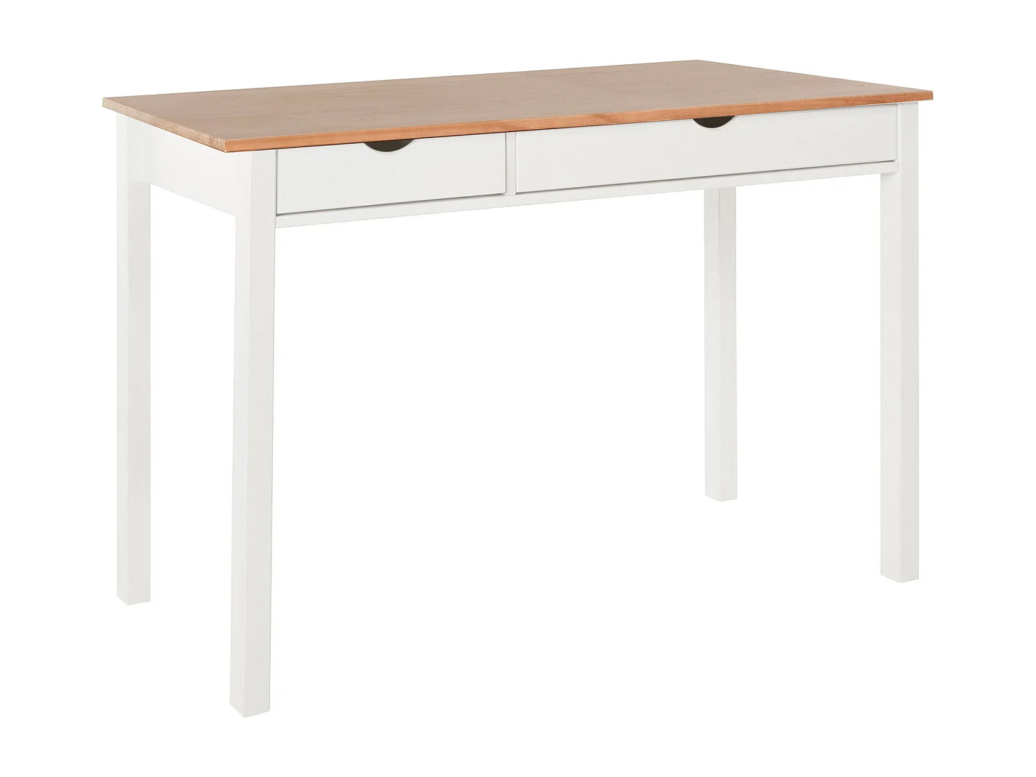 Gava | Bureau 2 tiroirs en pin blanc et nature