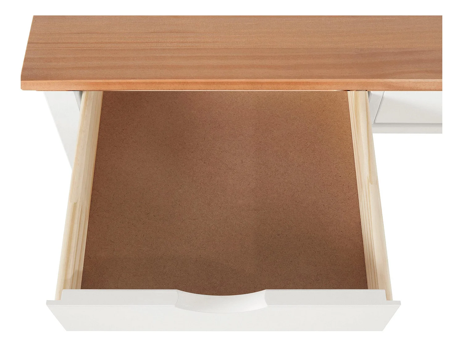 Gava | Bureau 2 tiroirs en pin blanc et nature