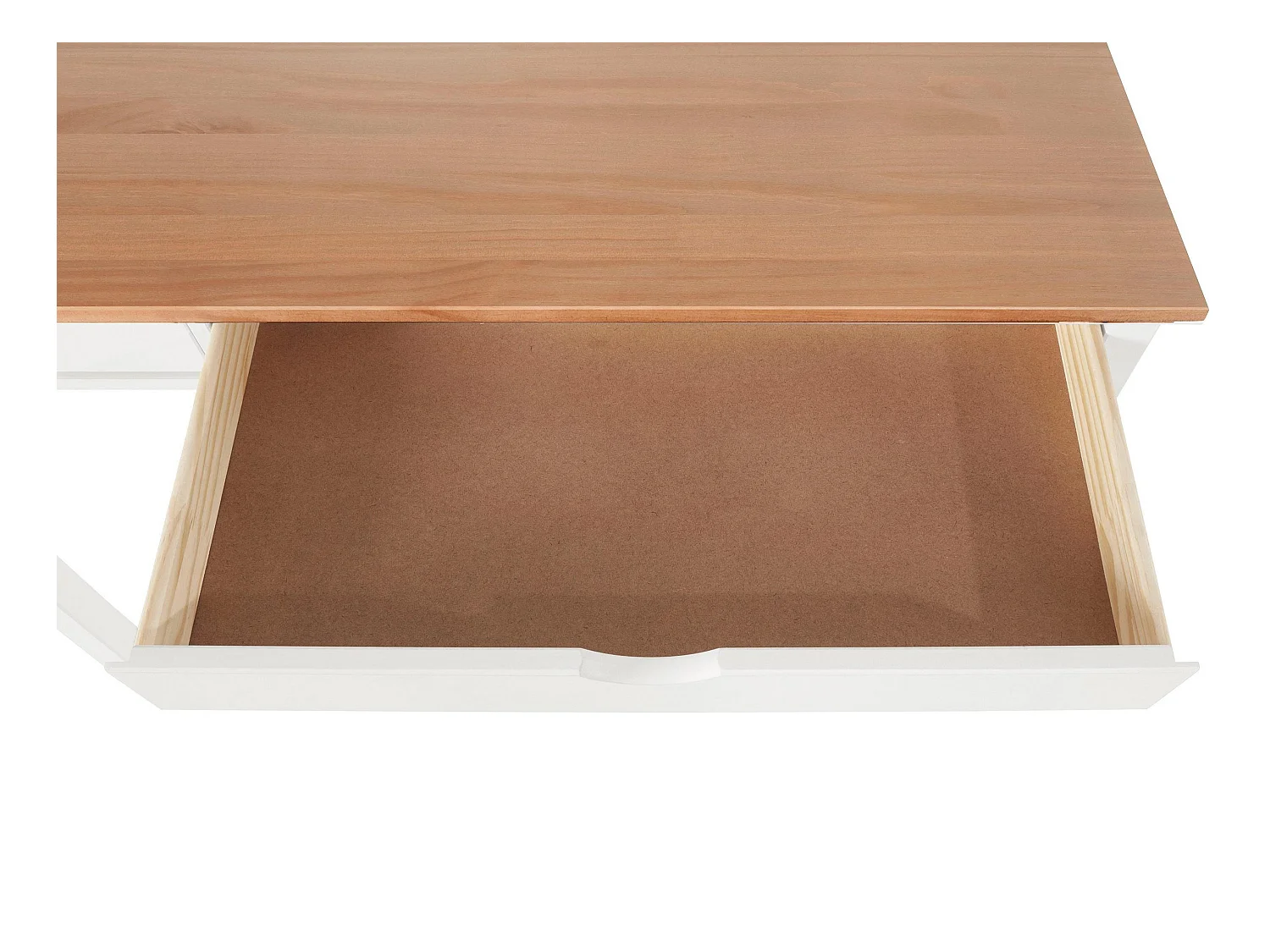 Gava | Bureau 2 tiroirs en pin blanc et nature