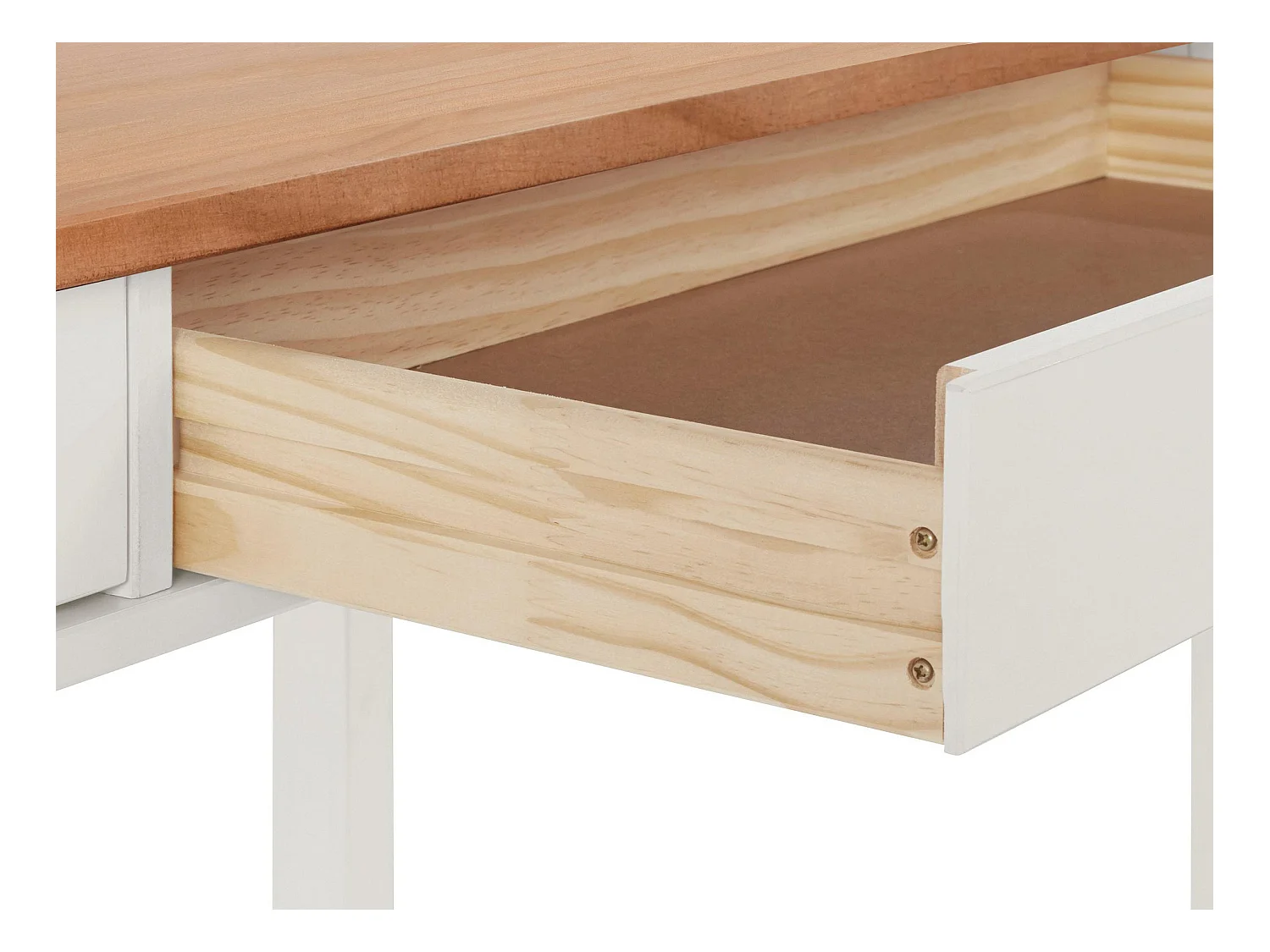 Gava | Bureau 2 tiroirs en pin blanc et nature