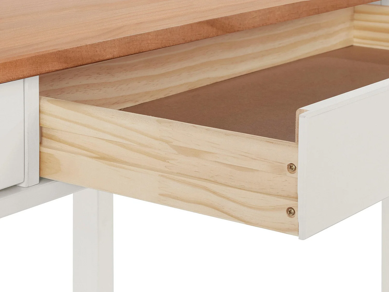 Gava | Bureau 2 tiroirs en pin blanc et nature