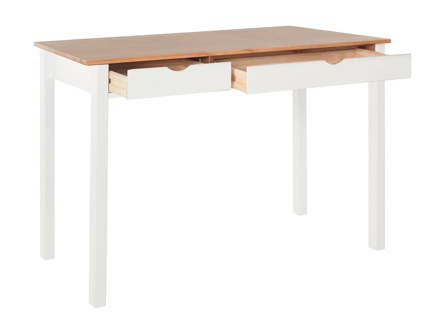 Escritorio con 2 cajones en pino blanco y natural