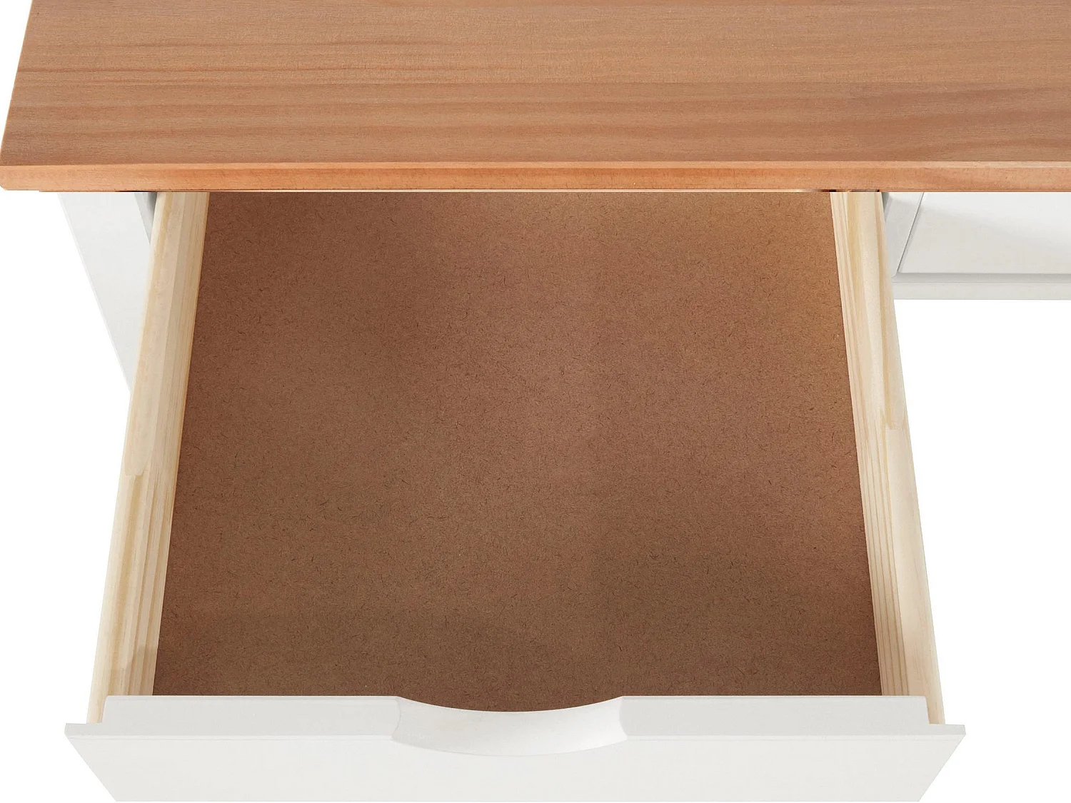 Escritorio con 2 cajones en pino blanco y natural