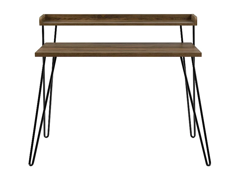 Haven | Bureau d'ordinateur avec étagère en aspect noyer