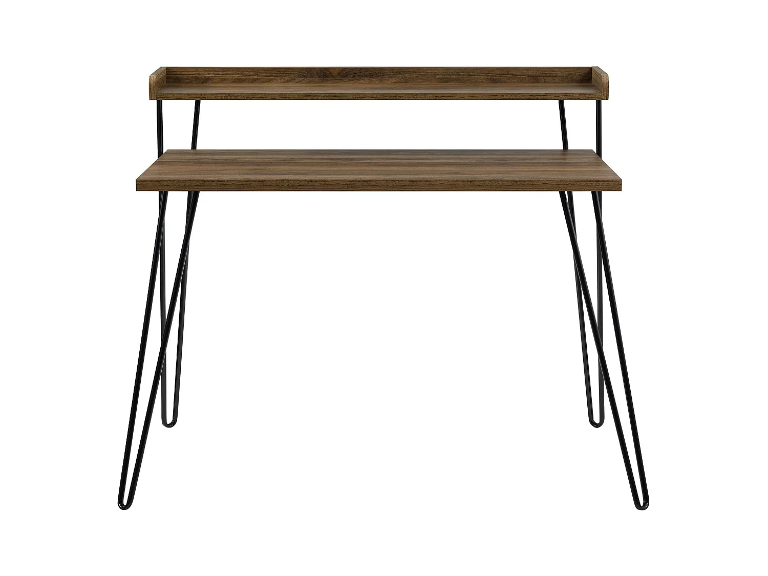 Haven | Bureau d'ordinateur avec étagère en aspect noyer