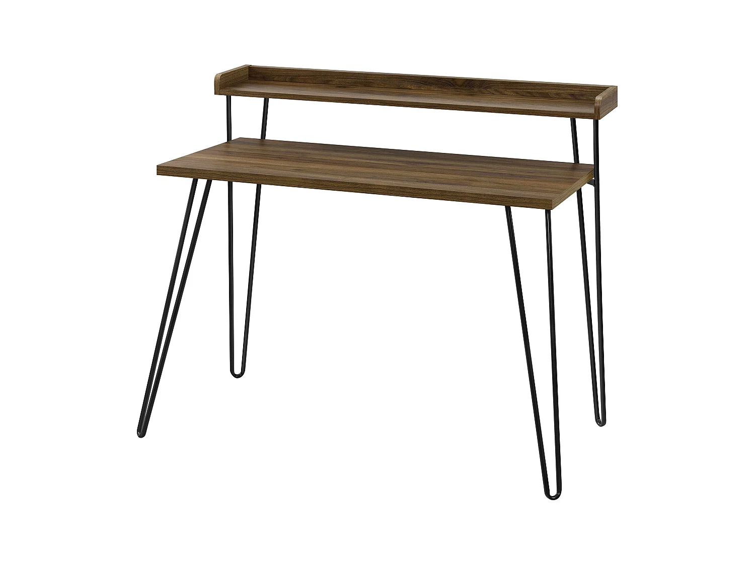 Haven | Bureau d'ordinateur avec étagère en aspect noyer