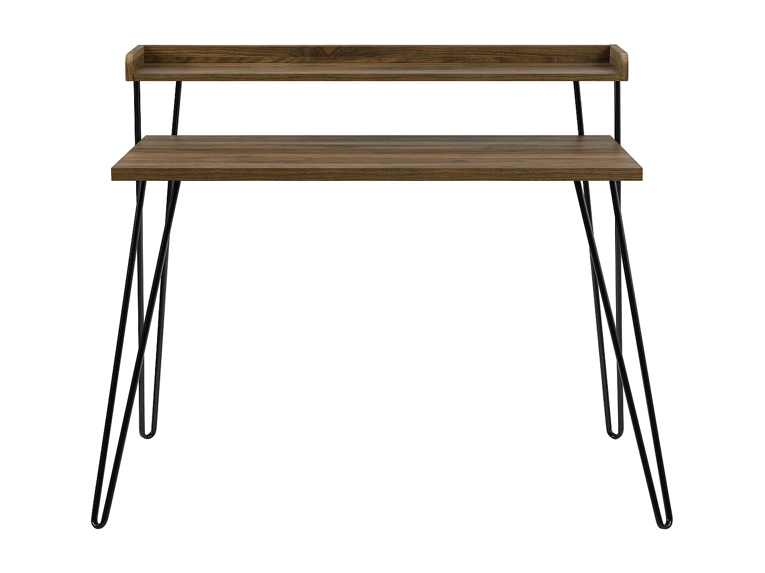 Haven | Bureau d'ordinateur avec étagère en aspect noyer