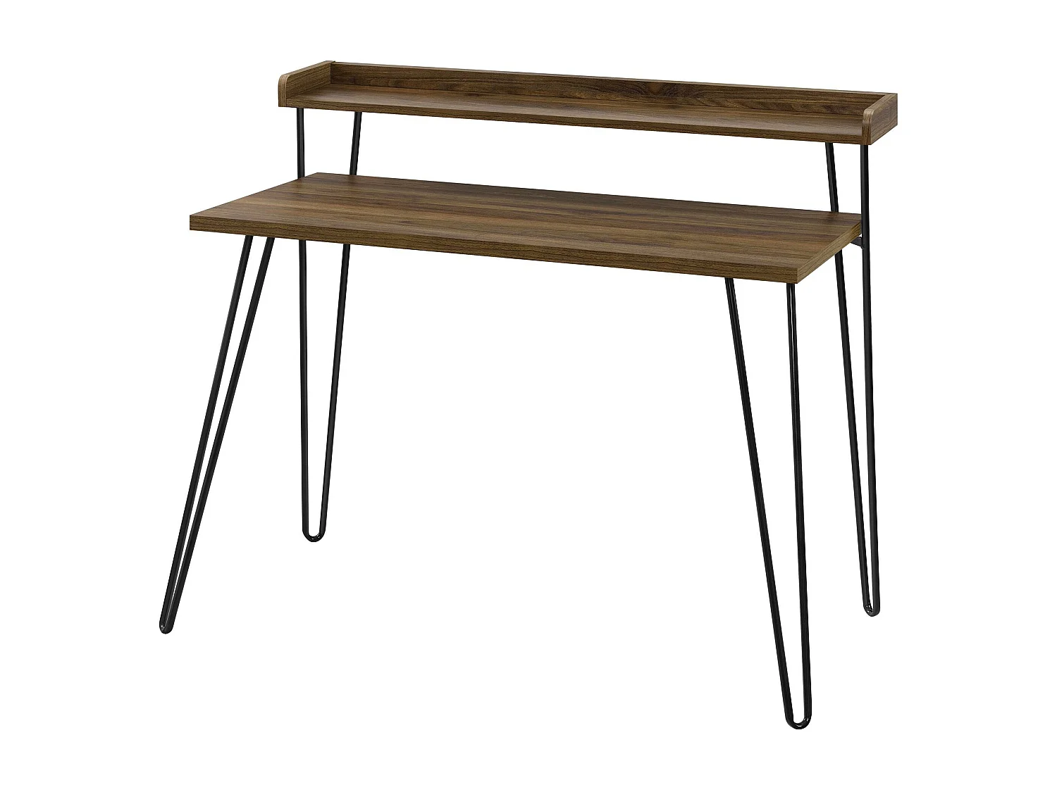 Haven | Bureau d'ordinateur avec étagère en aspect noyer