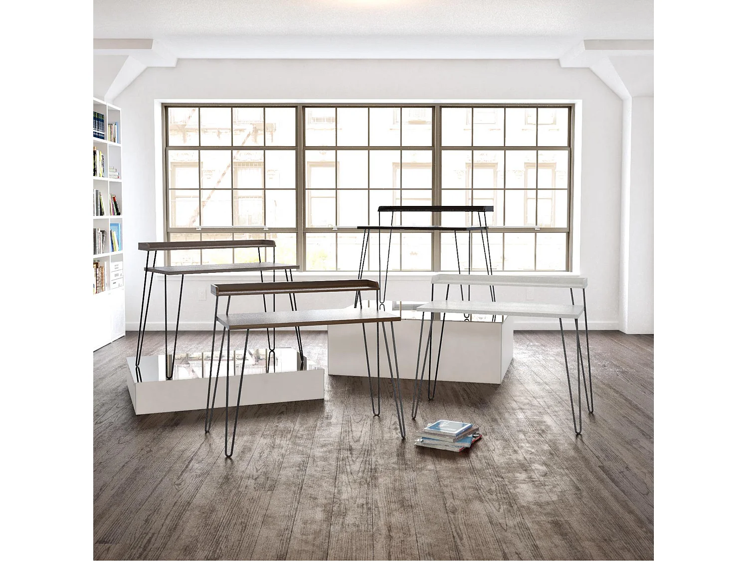 Haven | Scrivania per computer con ripiano in effetto rovere grigio