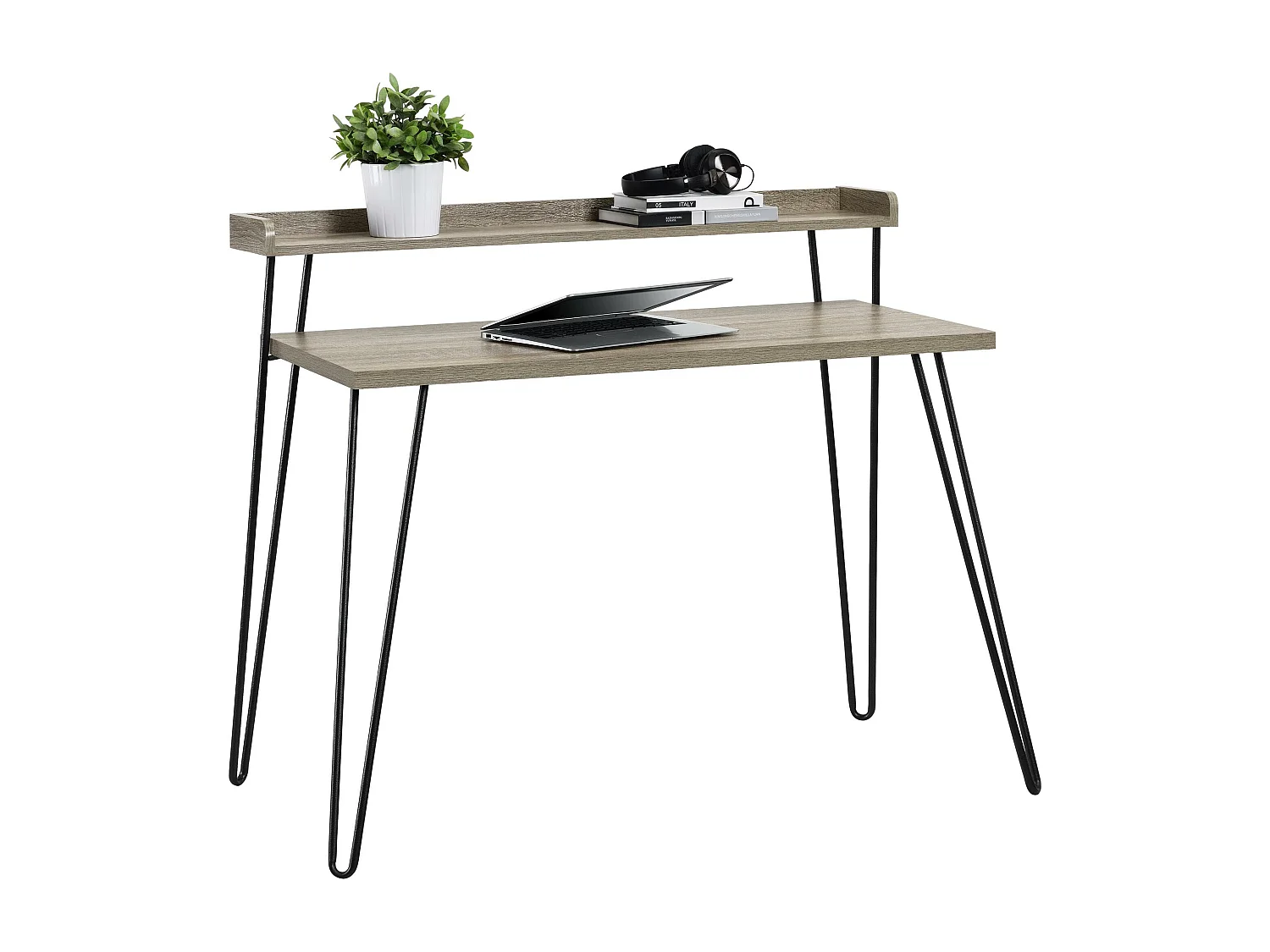 Haven | Scrivania per computer con ripiano in effetto rovere grigio