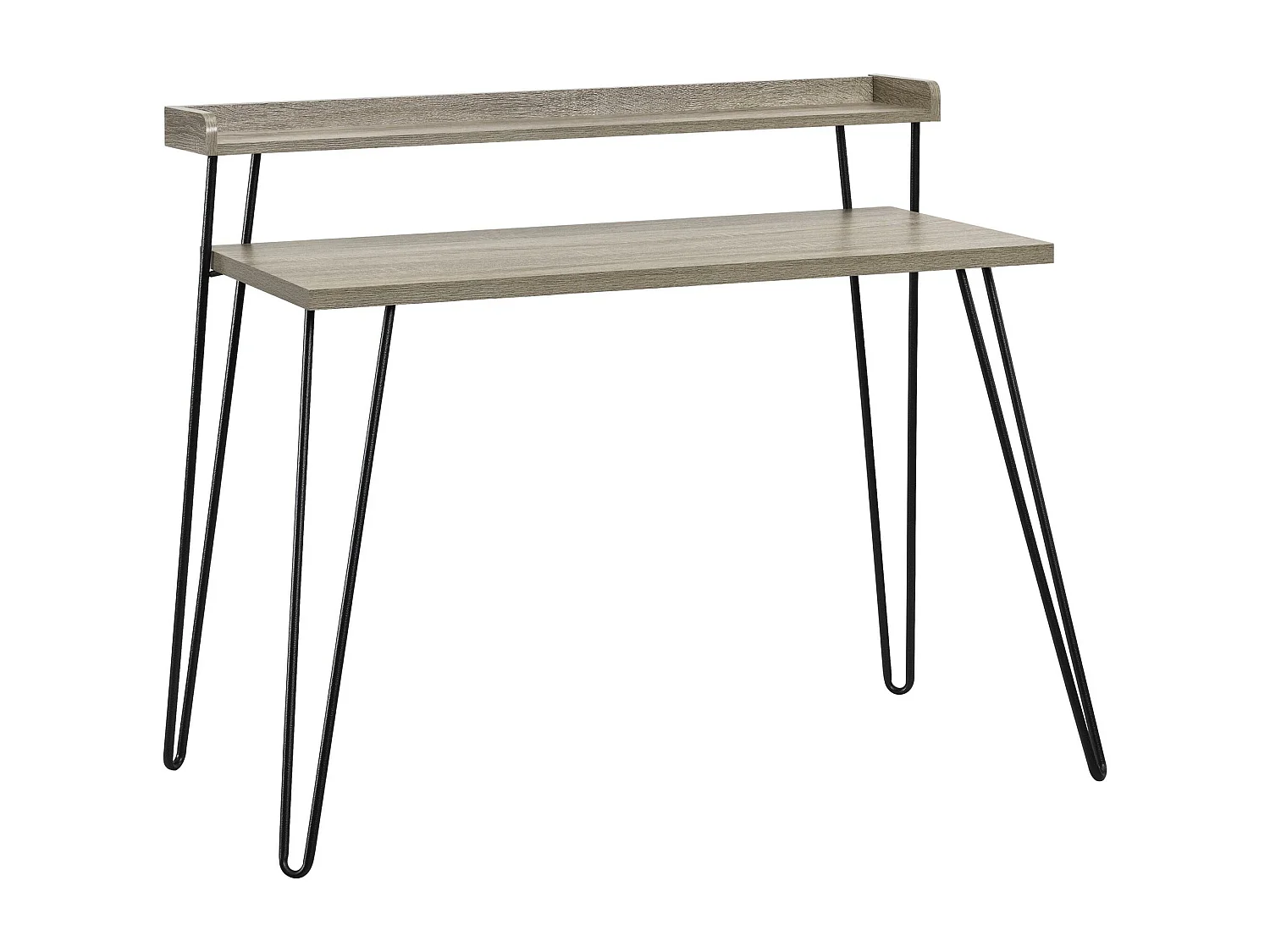 Haven | Bureau d'ordinateur avec étagère en chêne gris