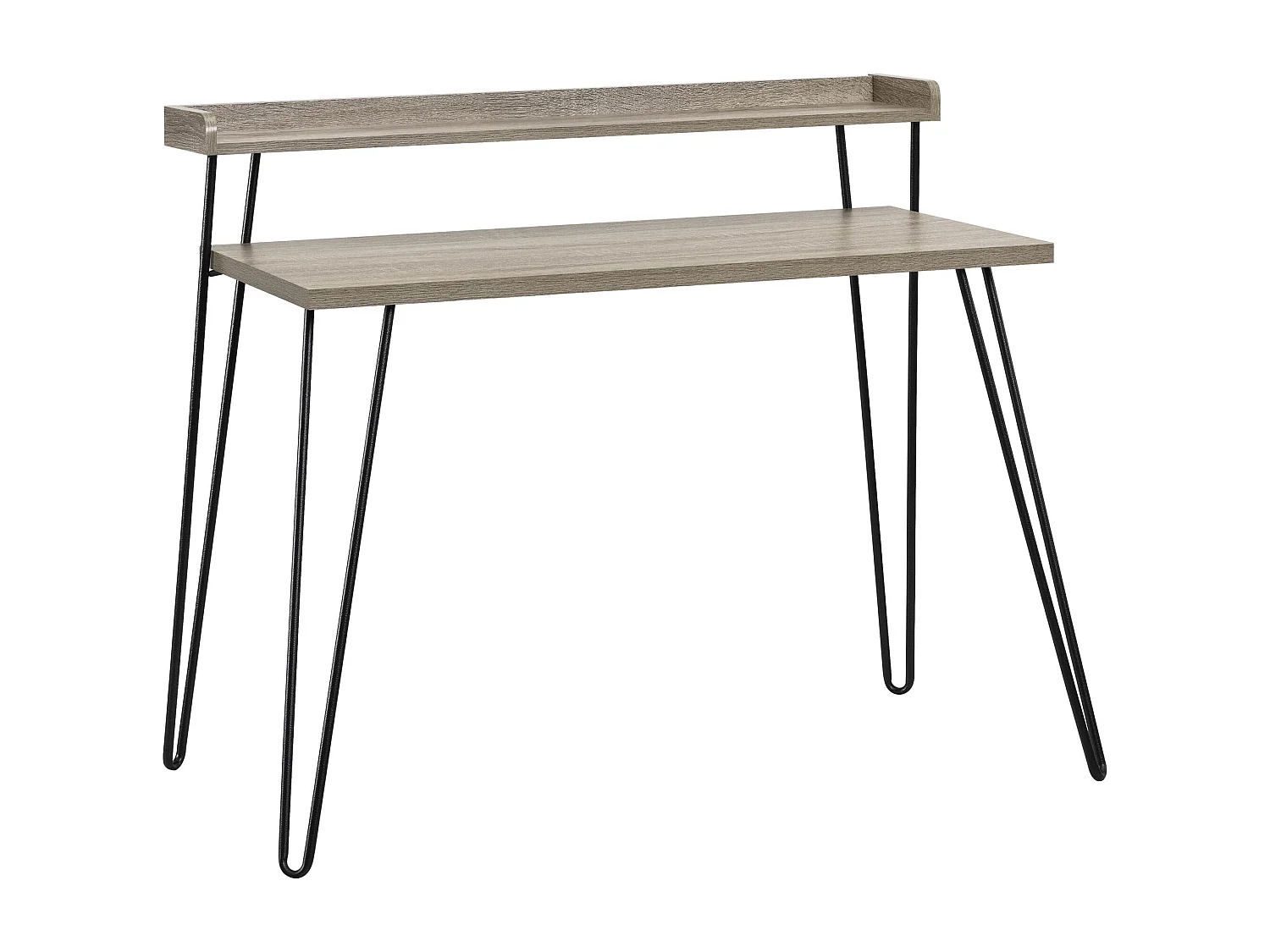 Haven | Bureau d'ordinateur avec étagère en chêne gris