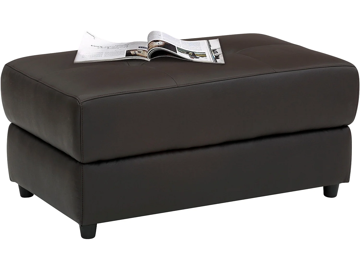 Capena | Pouf rembourré en PU marron