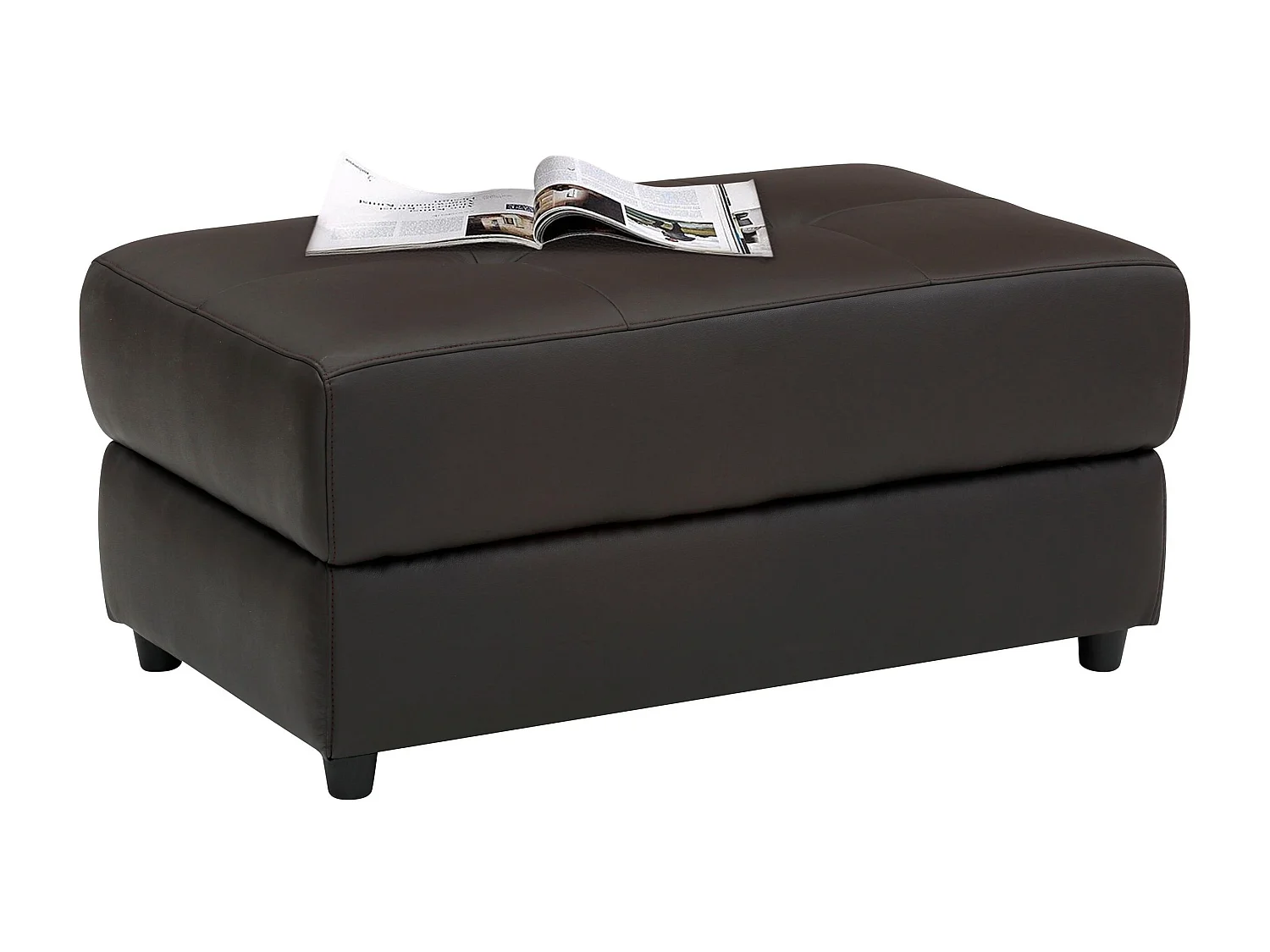 Pouf imbottito in PU marrone