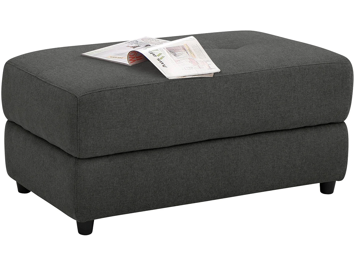 Capena | Pouf rembourré en tissu tissé anthracite