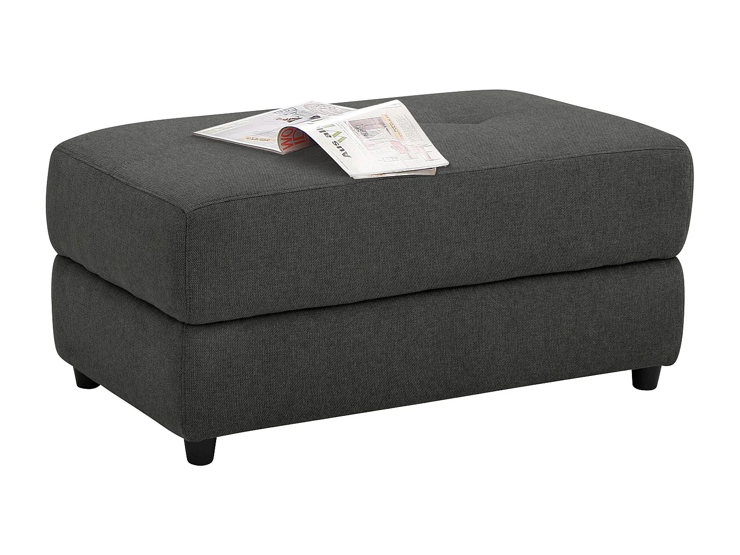 Capena | Pouf rembourré en tissu tissé anthracite