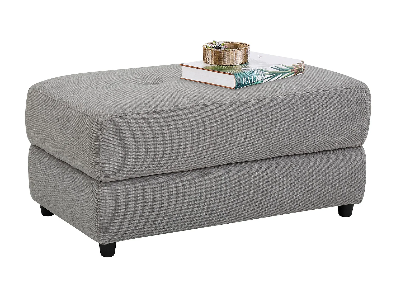 Puf tapizado en tejido gris