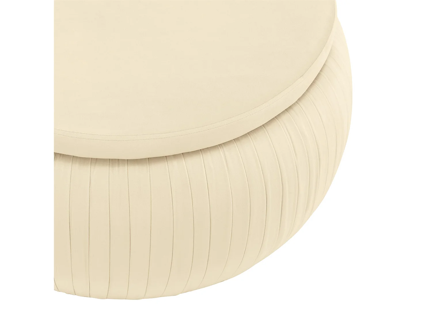 Pouf tondo con contenitore in velvet crema