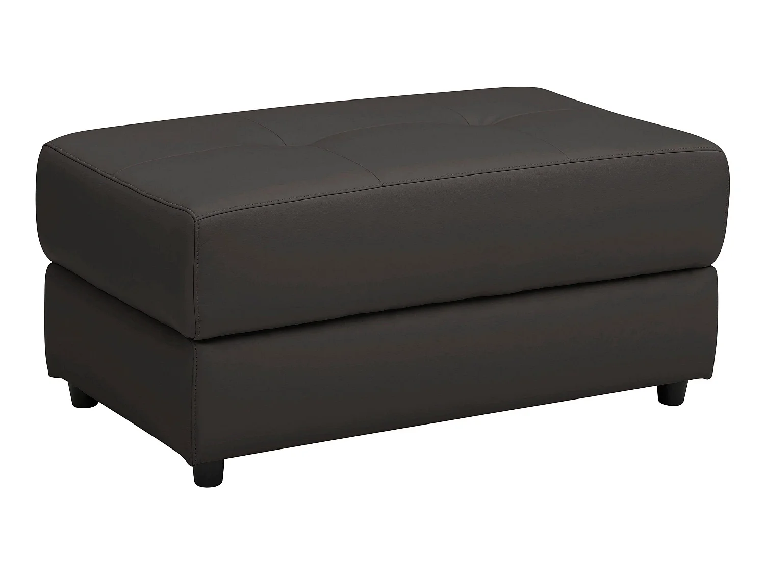 Puf tapizado en piel y PU marrón