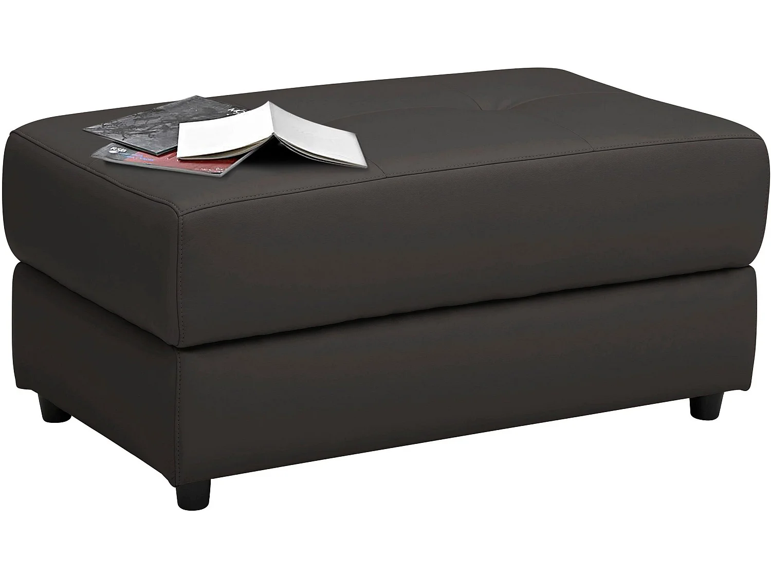 Pouf rembourré en cuir et PU marron