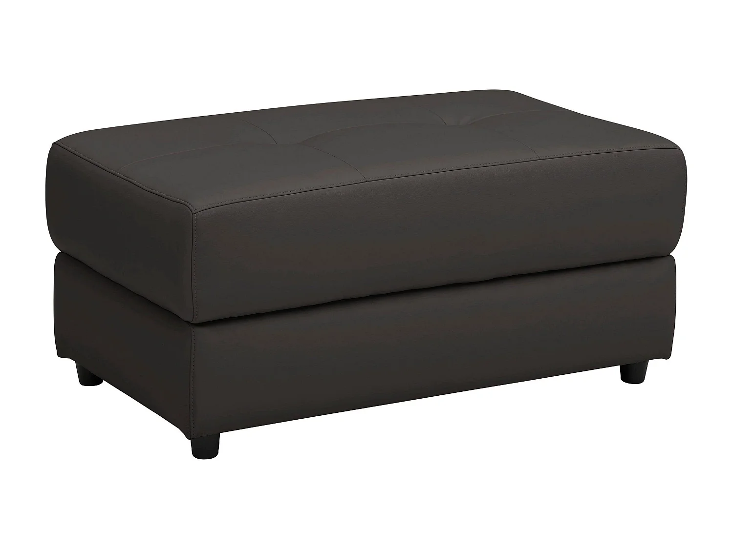 Pouf imbottito in pelle e PU marrone
