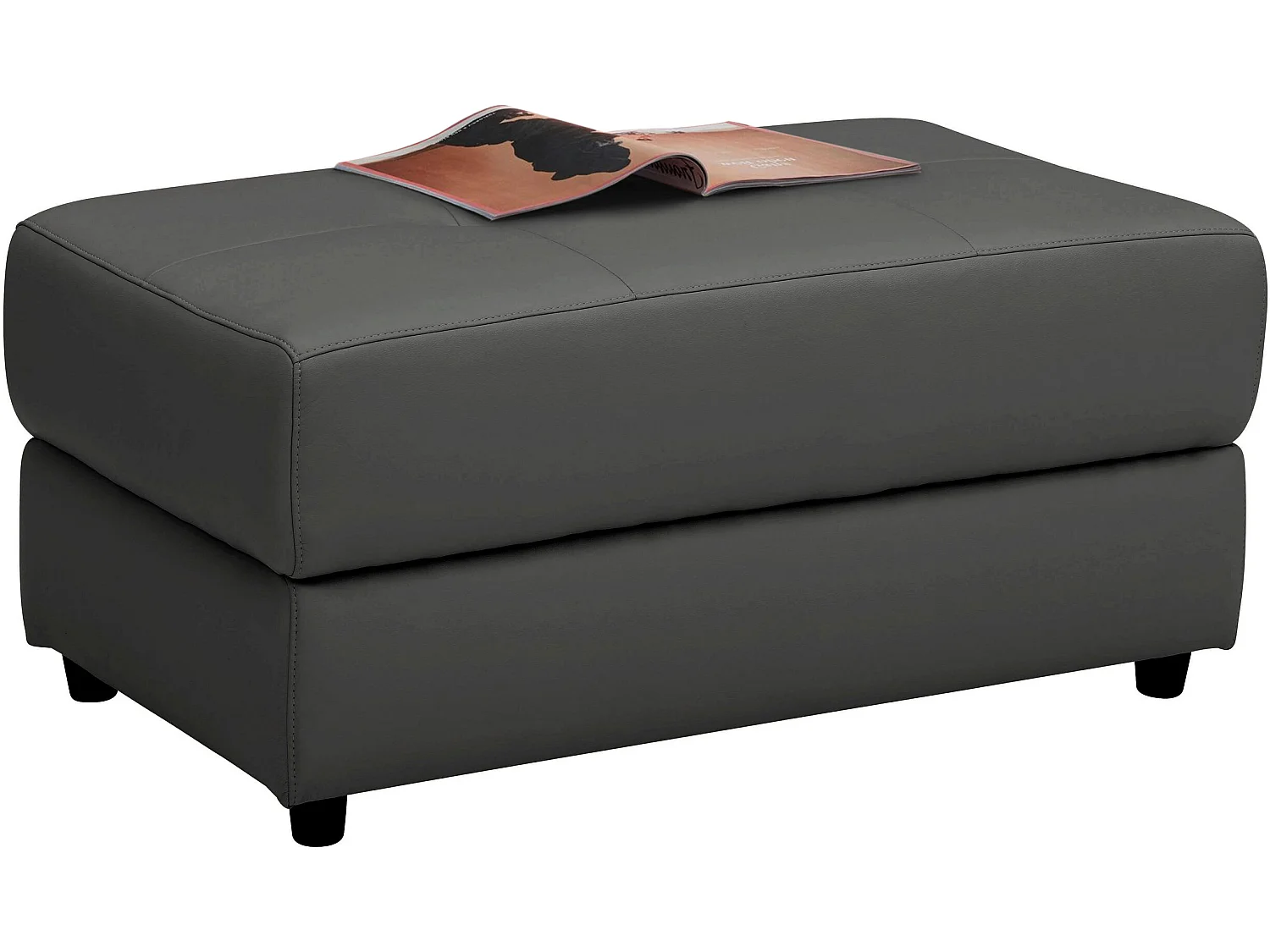 Capena | Pouf rembourré en cuir et PU gris