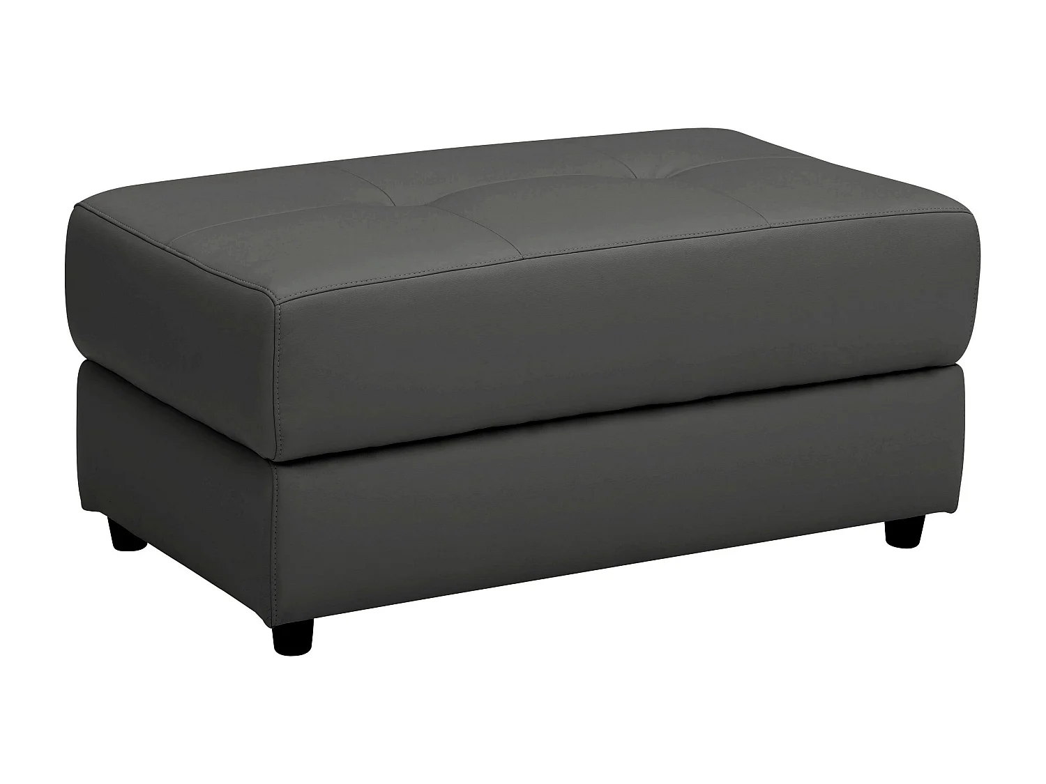 Capena | Pouf rembourré en cuir et PU gris