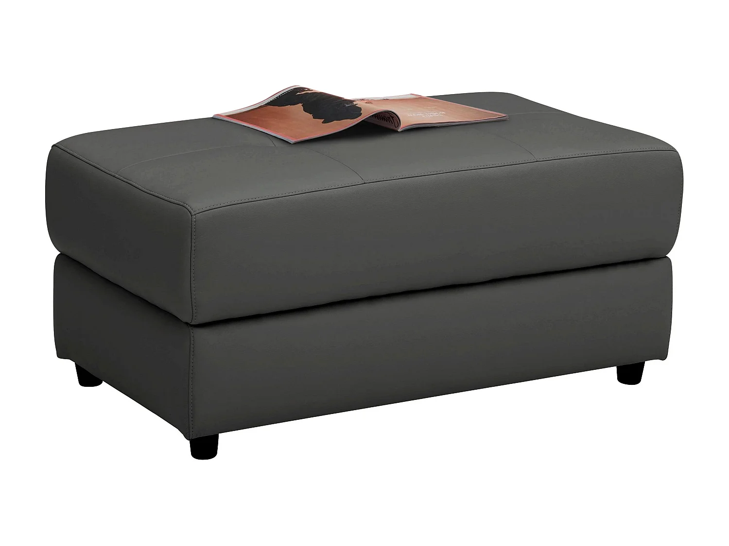 Capena | Pouf rembourré en cuir et PU gris