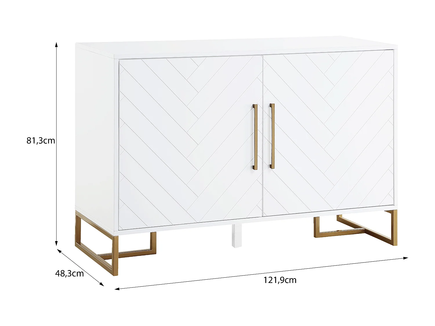 Consola con 2 puertas en metal blanco