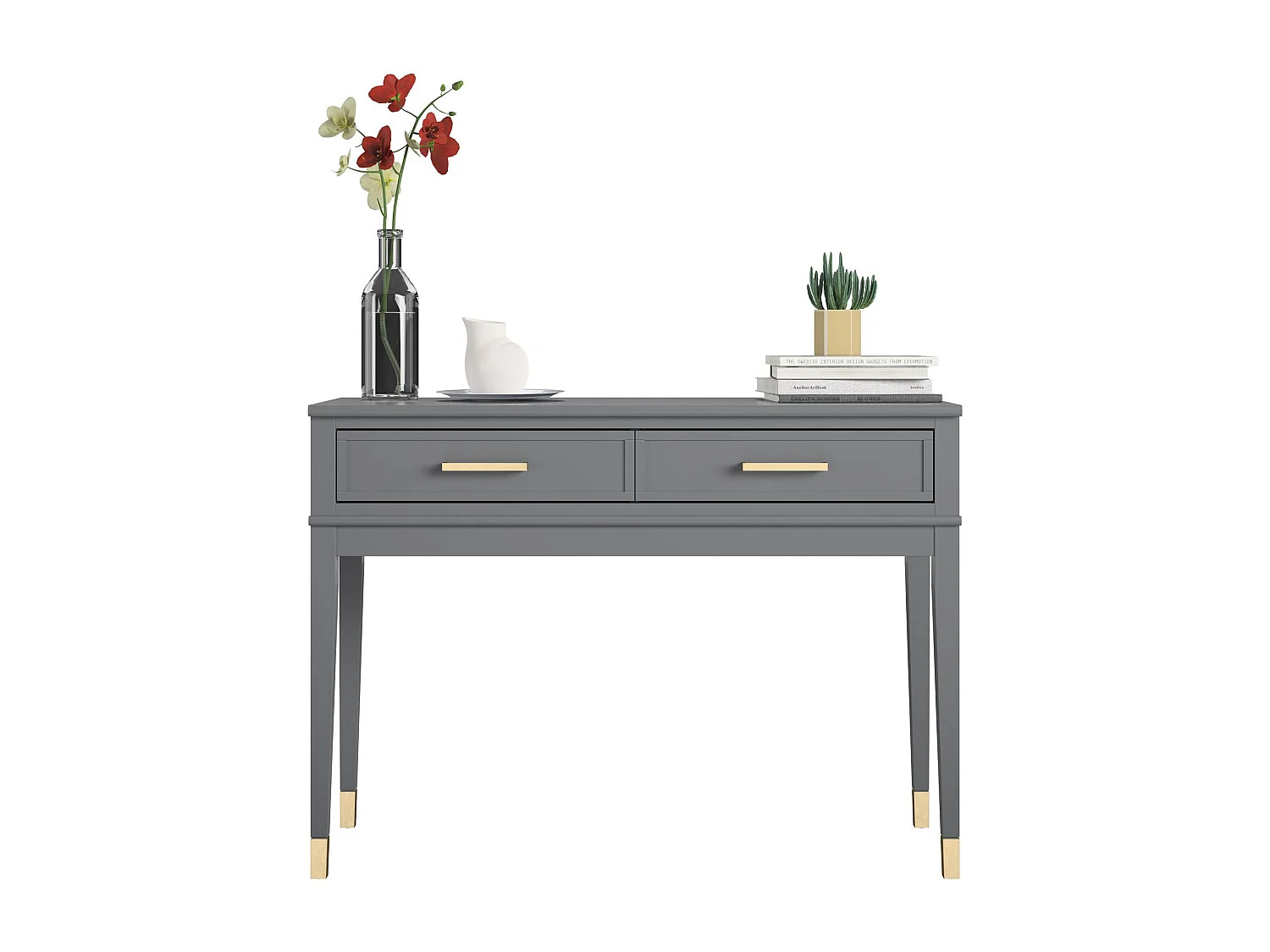 Westerleigh | Table console avec 2 tiroirs en MDF gris
