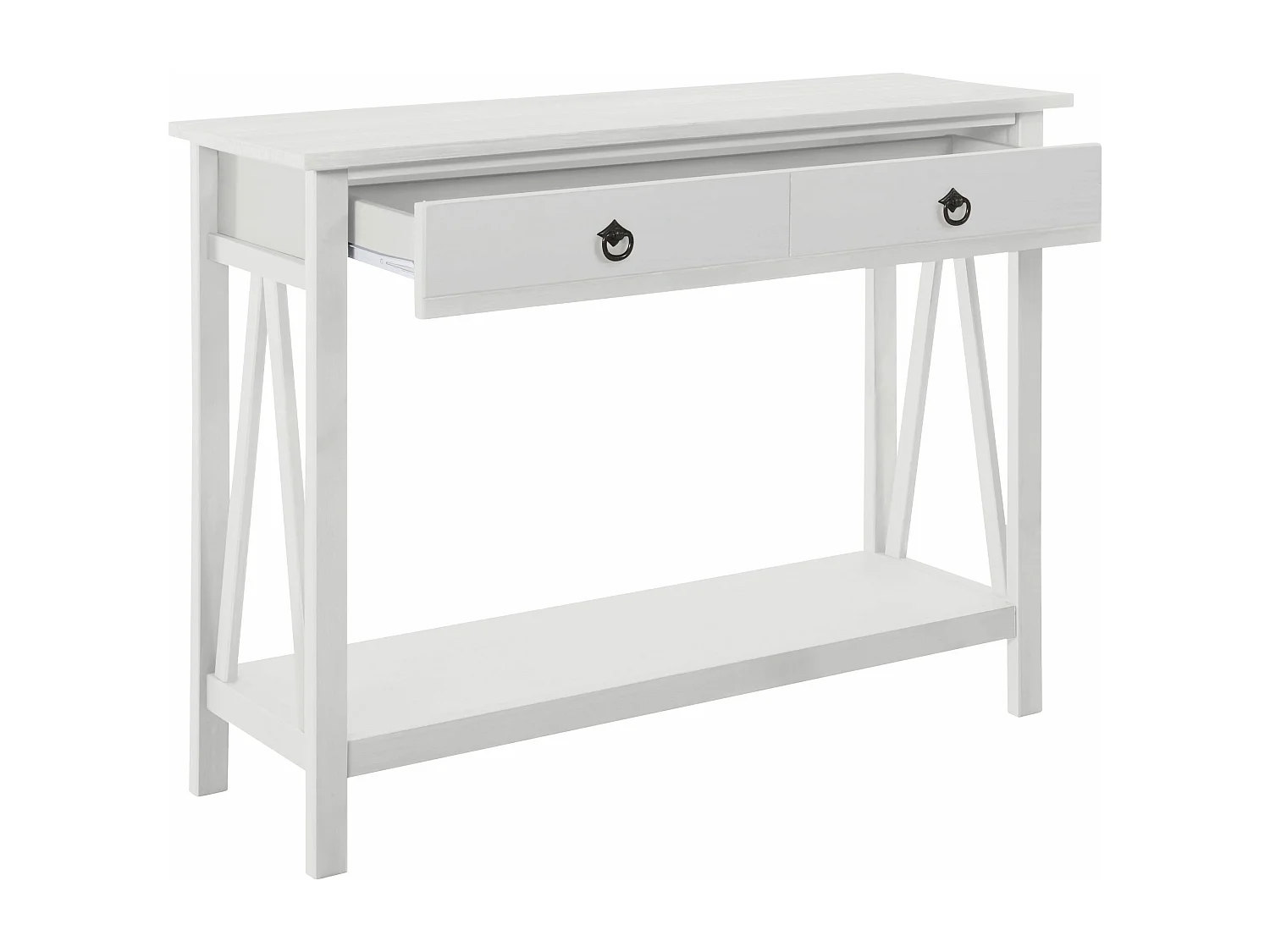 Mesa consola con 1 cajón en pino blanco