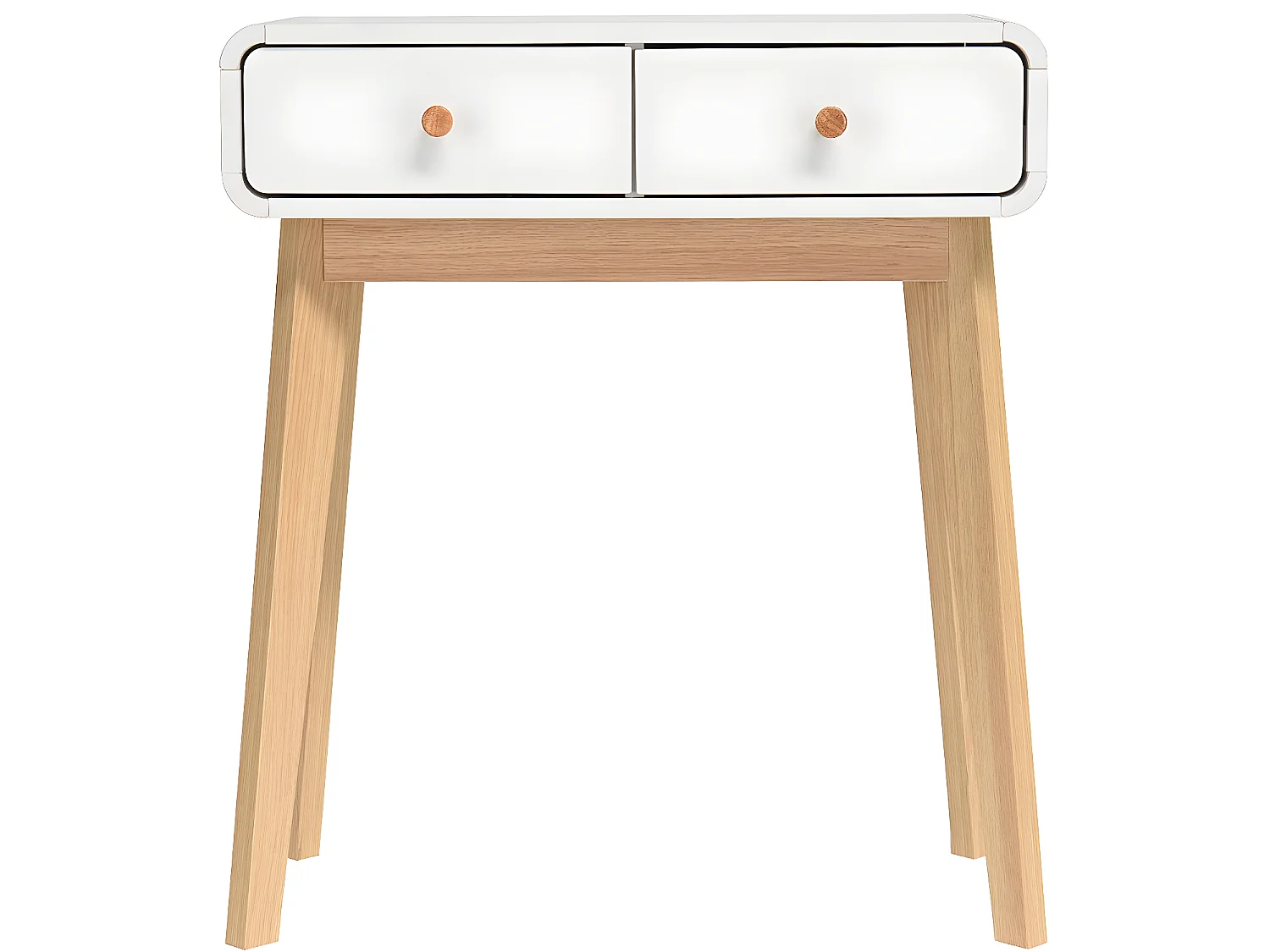 Schreibtisch mit 2 Schubladen aus weißem Spanplattenmaterial