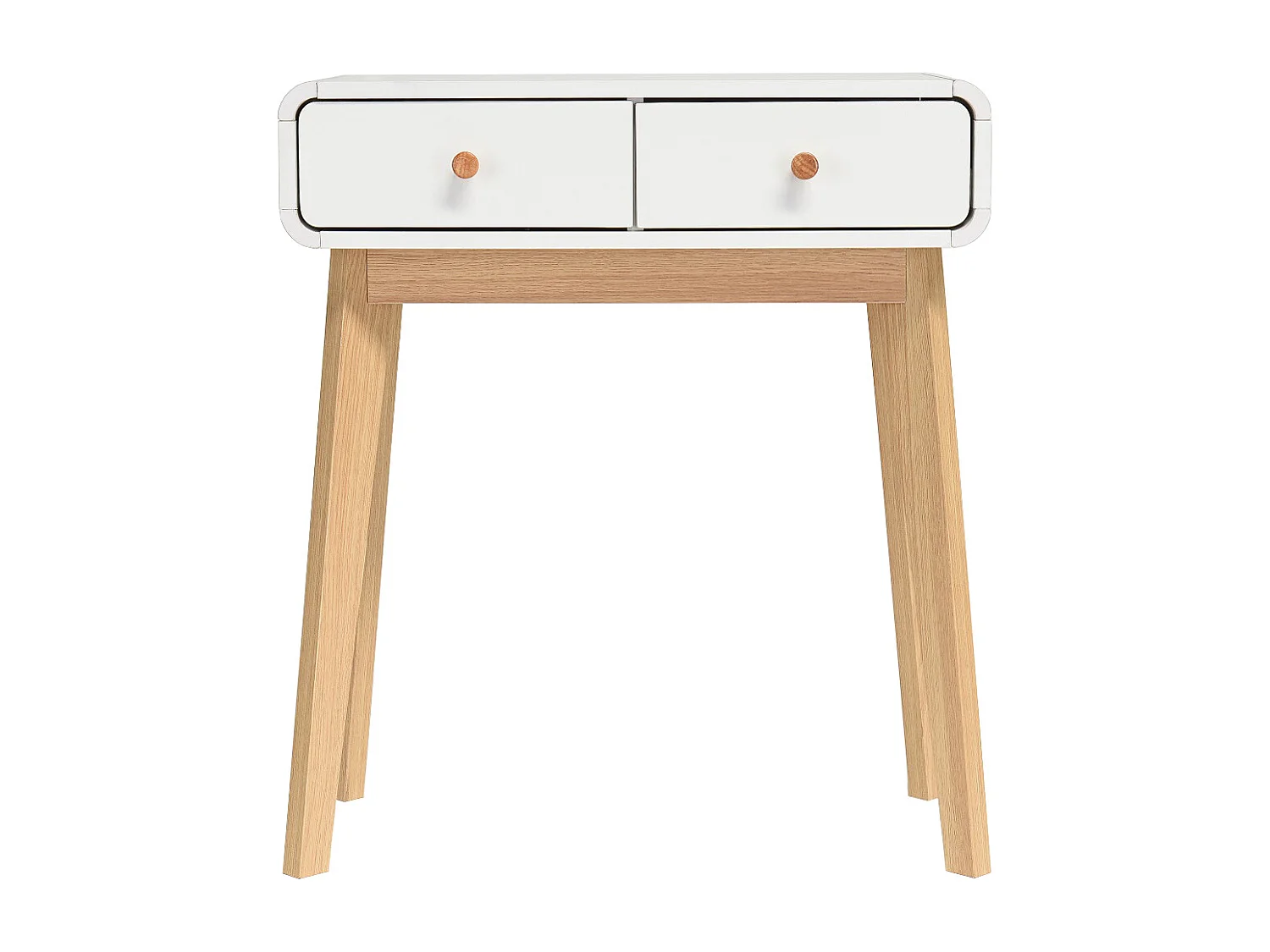 Schreibtisch mit 2 Schubladen aus weißem Spanplattenmaterial