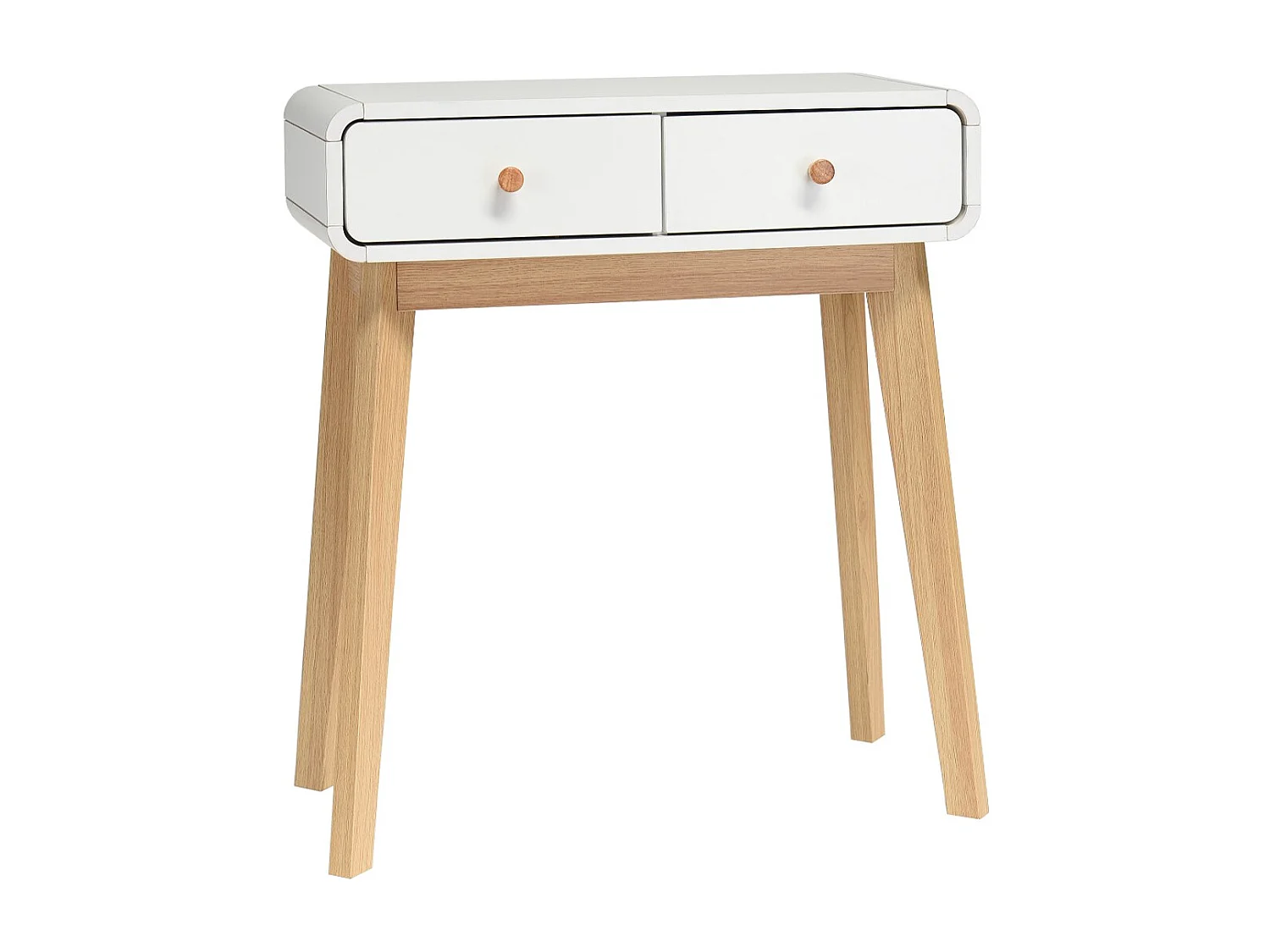 Schreibtisch mit 2 Schubladen aus weißem Spanplattenmaterial