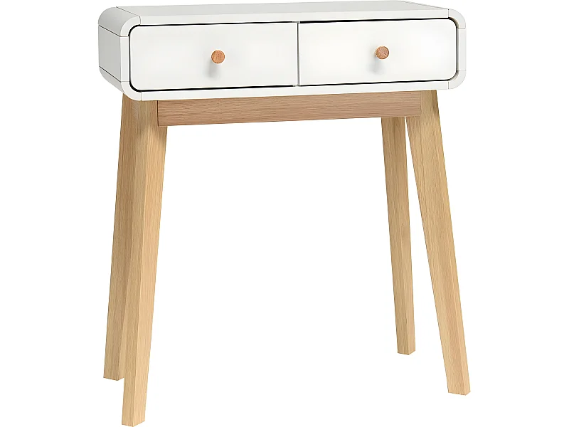 Schreibtisch mit 2 Schubladen aus weißem Spanplattenmaterial